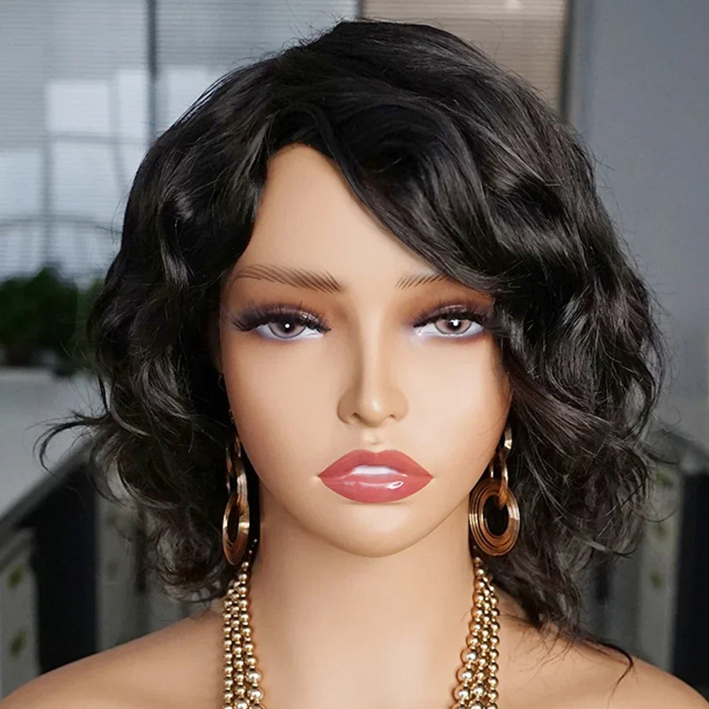 Peruca 100% Cabelo Humano Curto Ondulado Tifany