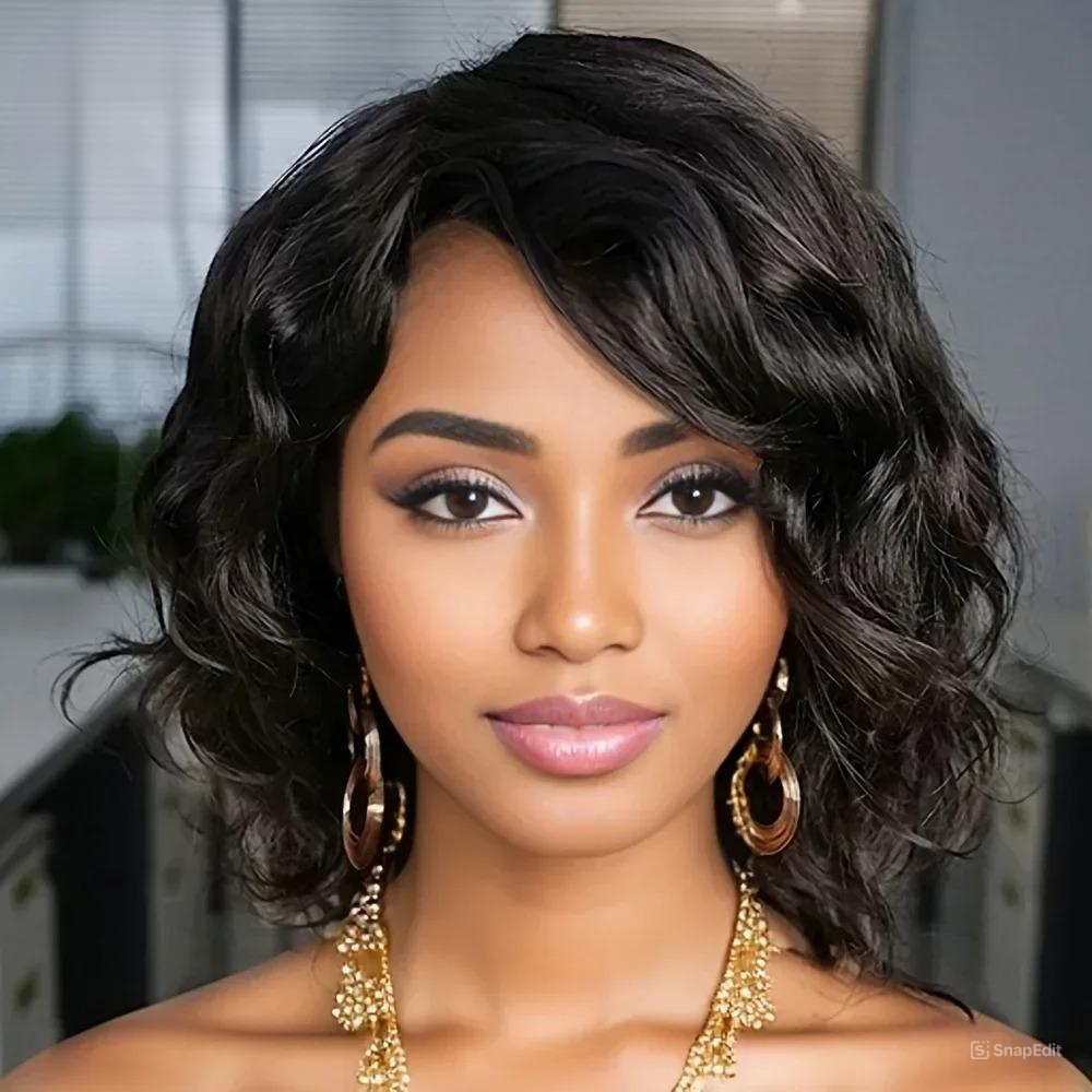 Peruca 100% Cabelo Humano Curto Ondulado Tifany