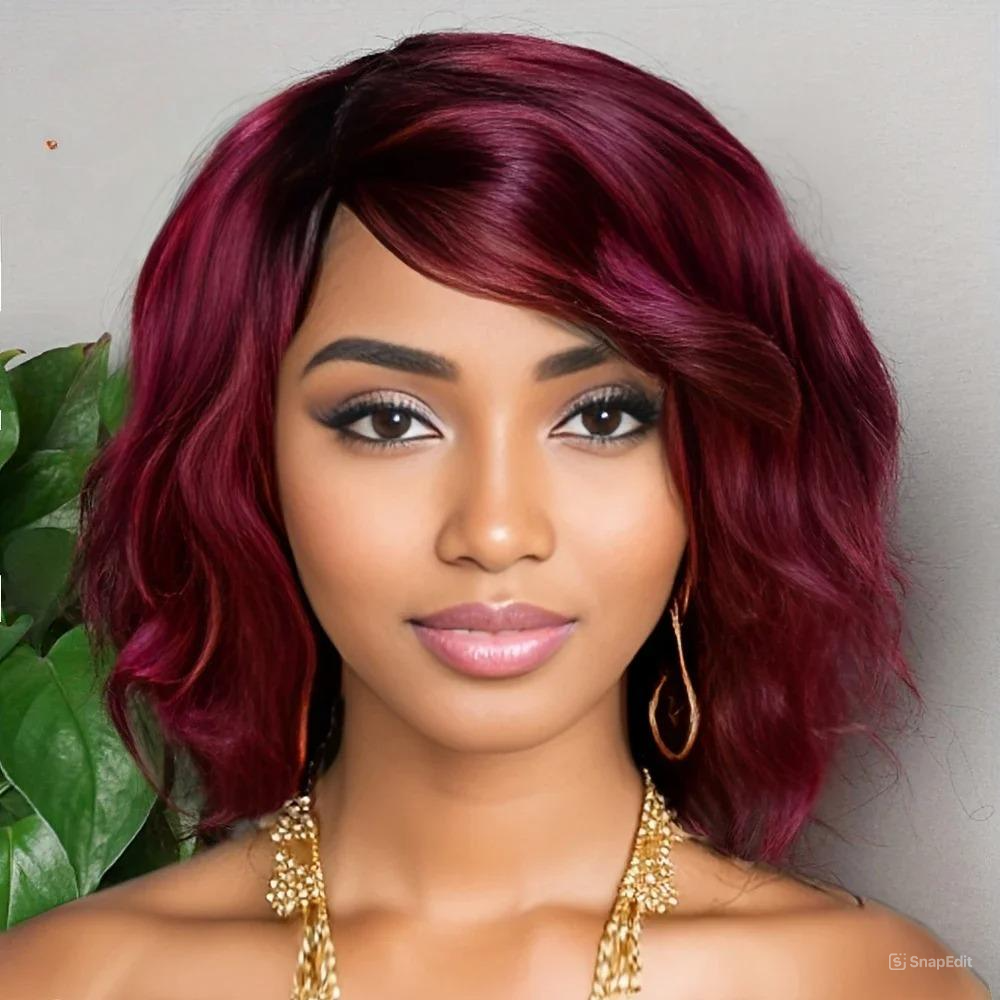 Peruca 100% Cabelo Humano Curto Ondulado Tifany